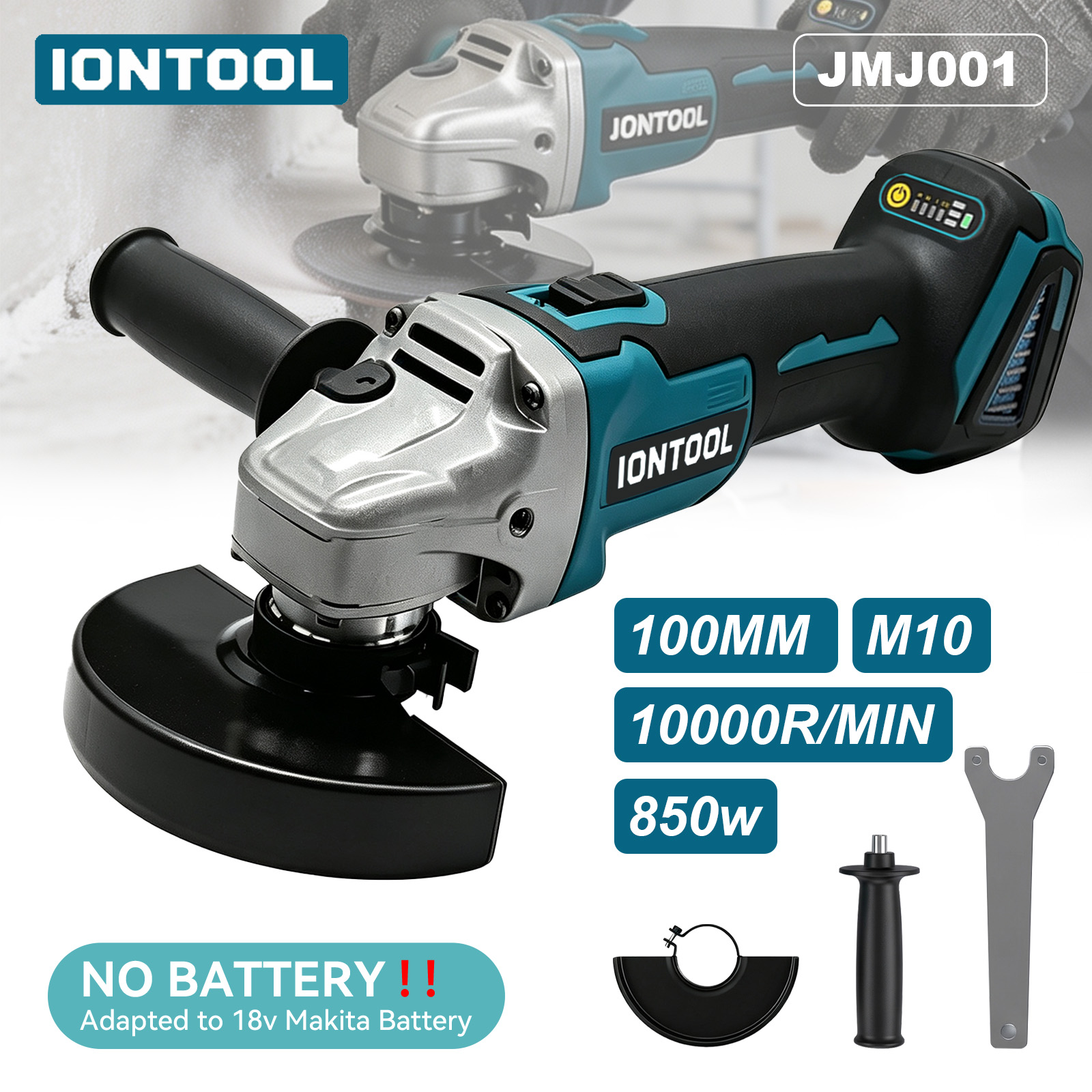 Brushless Grinder 100Mm 850W - IONTOOL 850W 10000RPM Cordless Angle Grinder