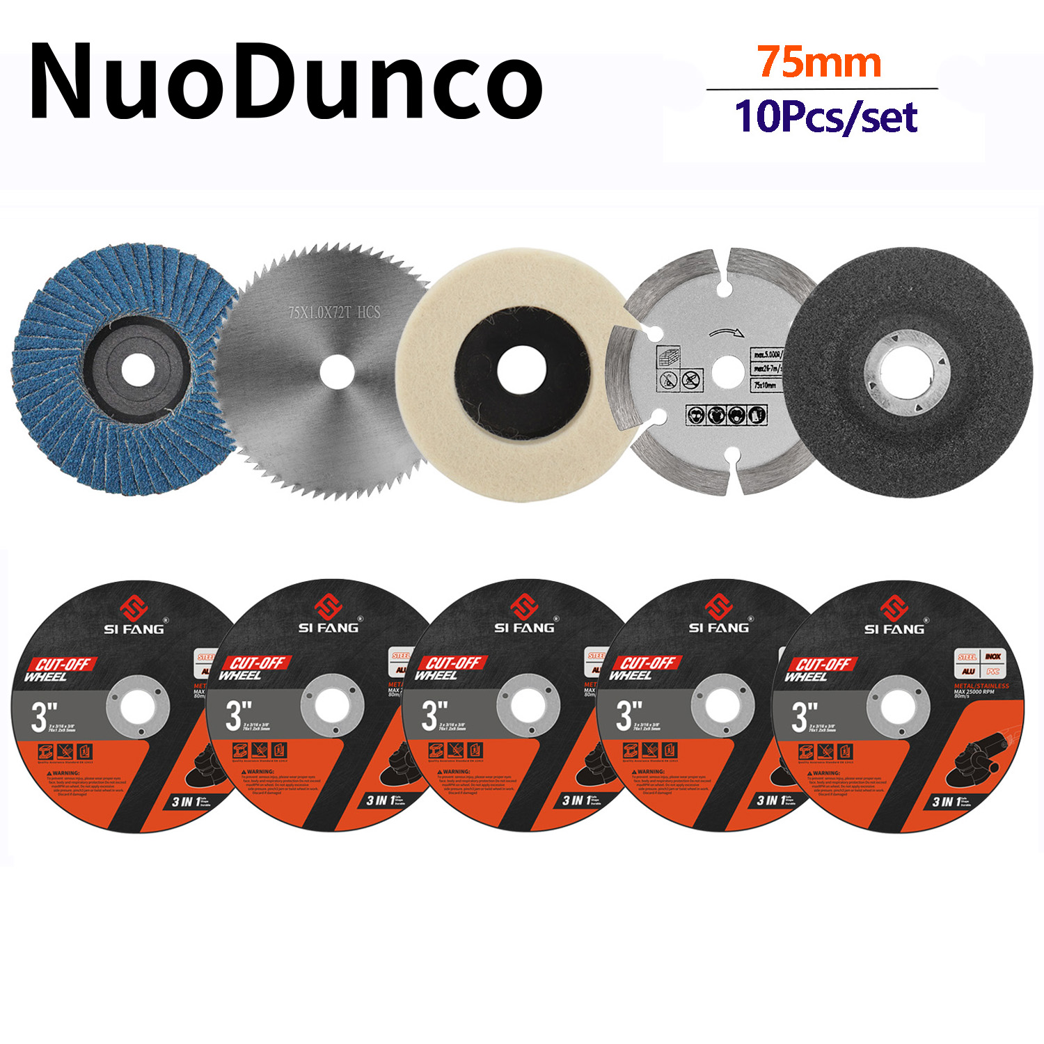 Angle Grinder Flap Disc Set - 10pcs/set 75mm Wood Cutting Disc,Stone Saw